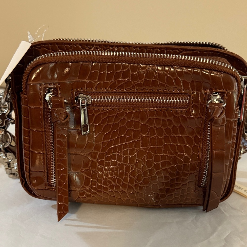 Urban Outfitters Brown Croc-Embossed Crossbody Bag - Picture 4 of 13